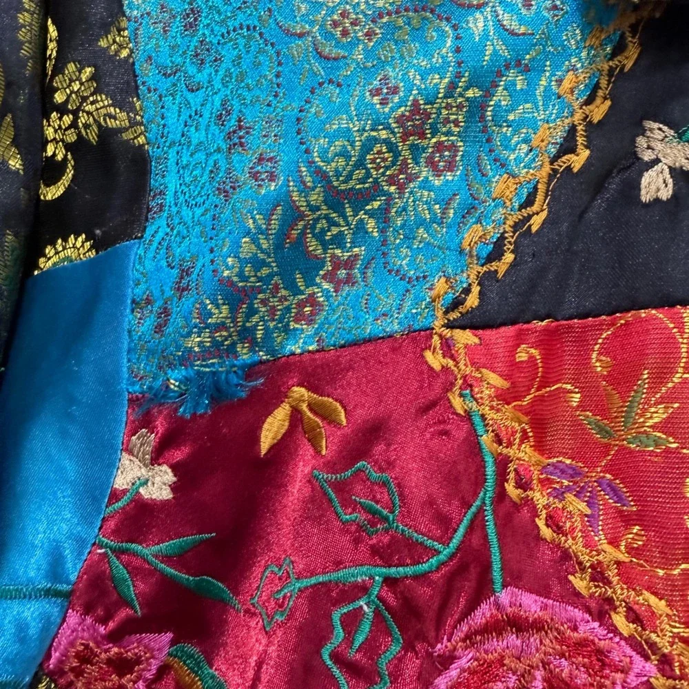 Coldwater‎ Creek Womens M Patchwork Floral Embroidered Jacquard Jacket